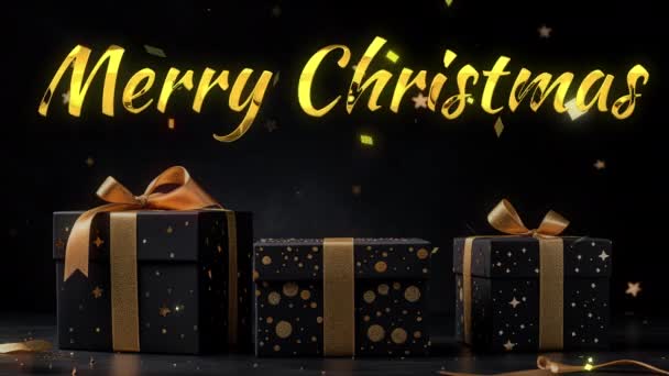 배경에 상자에 텍스트와 즐거운 크리스마스 인사말 Banner는 — 비디오