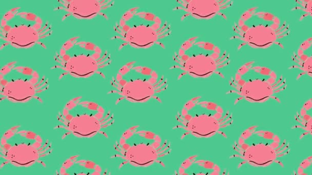 Fundo Laço Caranguejo Desenhado Mão Vídeo Plano Desenho Animado Animação — Vídeo de Stock