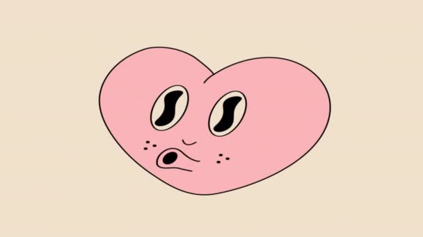 Animation Cute Face Cartoon Heart Cartoon Video Footage — Stock Video