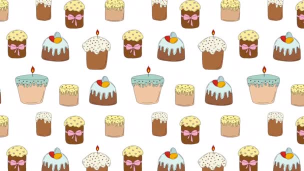 Hand Drawn Easter Cake Animation Loop Background Video Flat Cartoon — Stock Video