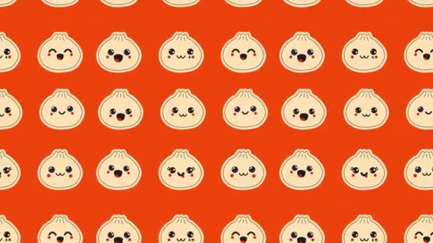 Lindo Feliz Divertido Dumplings Animación Loop Fondo Video Plano Elemento — Vídeo de stock