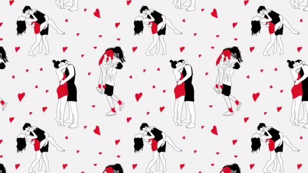 Love Tenderness Romantic Feelings Concept Animation Loop Background Video Flat — Stock Video