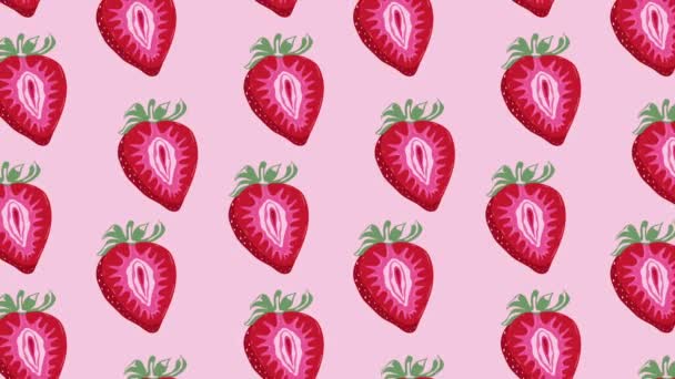Frukt Jordbær Med Konturer Kvinnelige Labia Animasjon Loop Bakgrunn Video – stockvideo