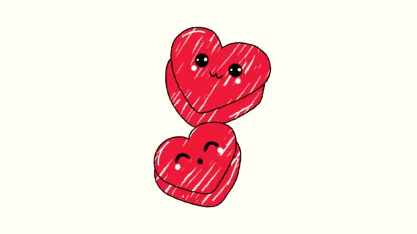Κόκκινα Χάπια Σχήμα Καρδιάς Στοιχείο Σχεδίασης Κινούμενων Σχεδίων Χέρι Διαφάνεια — Αρχείο Βίντεο
