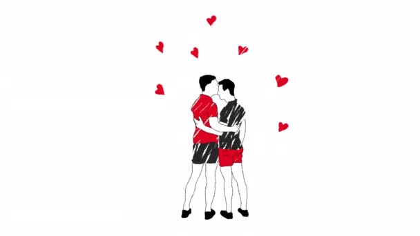 Una Coppia Gay Innamorata Elemento Design Animazione Video Disegnato Mano Clip Video