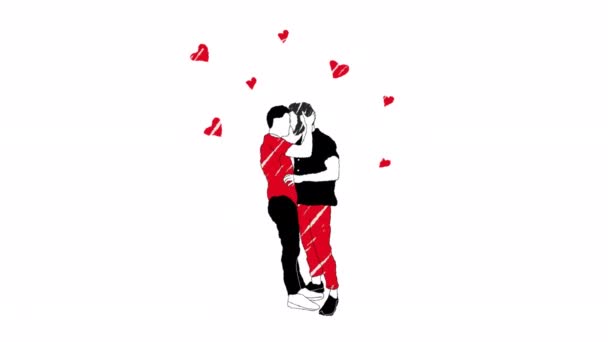 Una Coppia Gay Innamorata Elemento Design Animazione Video Disegnato Mano Filmato Stock Royalty Free