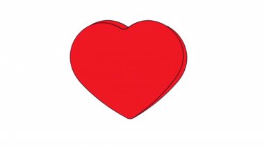 Animasyon kalp atışı. 2D çizgi film. 4K video görüntüleri, web tasarımı için alfa kanal şeffaflığı.