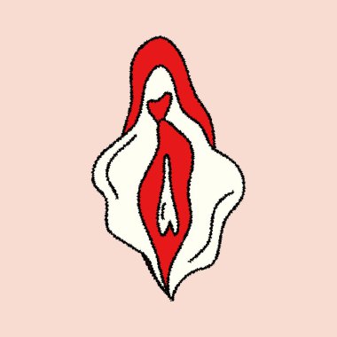 Beauty female reproductive system. Vulva. Illustrator a vagina.  Vector in hand drawn clipart