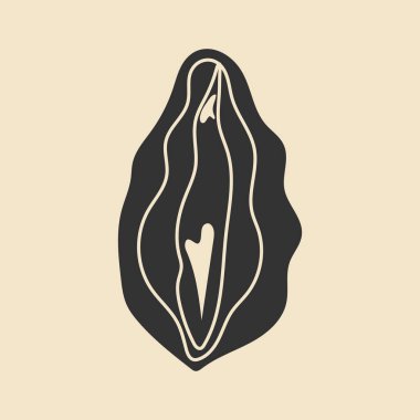 Beauty female reproductive system. Vulva. Illustrator a vagina. Vector in hand drawn