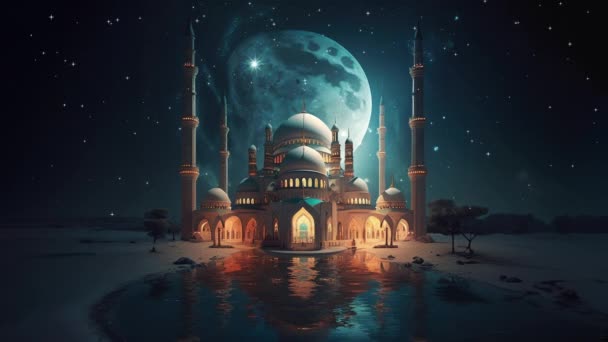 Güzel Müslüman Camisi Ramazan Panorama — Stok video