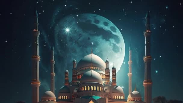 Belle Mosquée Musulmane Ramadan Panorama — Video