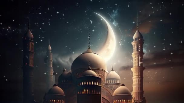 Prachtige Moskee Ramadan Panorama — Stockvideo