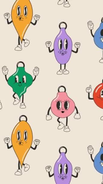 Cute Cartoons Christmas Ball Animasi Loop Background Latar Belakang Vertikal — Stok Video