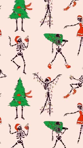 Χαριτωμένο Κινούμενο Σχέδιο Αστεία Σκελετός Animation Φόντο Βρόχο Κάθετη Κίνηση — Αρχείο Βίντεο