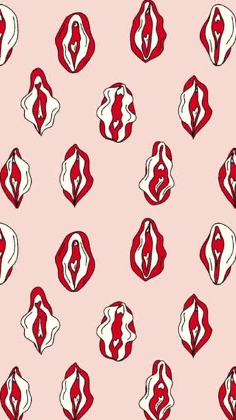 Skönhet Kvinnlig Fortplantning Vulva Animation Loop Bakgrund Rörelse Vertikal Bakgrund — Stockvideo