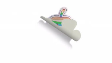 Retro trendy strawberry sticker with funny comic characters and gloved hands. Pride Month. Alpha channel transparency