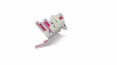 Güvertedeki sandalyede oturan komik iskelet. Şirin karakter İskelet Kemikler. Alfa Kanalı Şeffaflığı