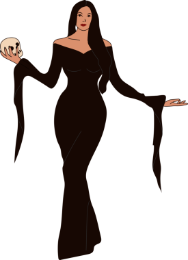 Cadılar Bayramı kostümü. Cadı! Şirin bayanlar. Retro biçimi.