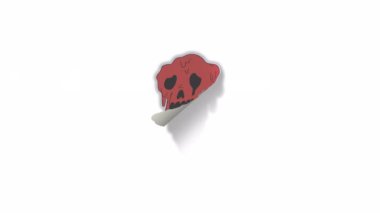 Çıkartma. Üzerinde kafatası olan bir dondurma külahı. Cadılar Bayramı yemeği. Alfa Kanalı Şeffaflığı