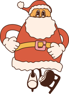 Retro Noel Baba karakteri. 40 'lı, 50' li, 60 'lı yılların patenli animasyon tarzı. Noel maskotu