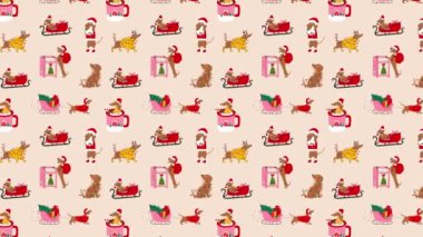Dachshund köpekleri ve noel süslemeleri. İyi tatiller.