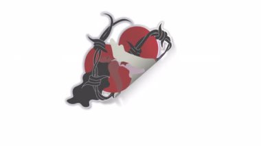 Kalbi kırık bir kız. Anti Sevgililer Günü konsepti. Alfa Kanalı Şeffaflığı