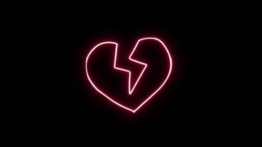 Neon çıkartmalar kırık bir kalple paketlenmiş. Alfa Kanalı Şeffaflığı