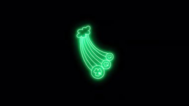 Yeşil gökkuşağının neon çıkartması. Alfa kanalı şeffaflığı. Aziz Patrick günün kutlu olsun.