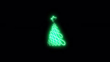 Noel ağacı çizgisinin neon çıkartması. Alfa Kanalı Şeffaflığı.
