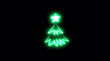 Noel ağacı çizgisinin neon çıkartması. Alfa Kanalı Şeffaflığı.