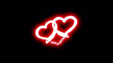 Neon kalp şeklinde kelepçe çıkartması. Alfa Kanalı Şeffaflığı.