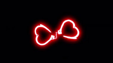 Neon kalp şeklinde kelepçe çıkartması. Alfa Kanalı Şeffaflığı.