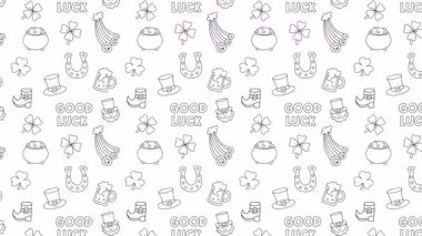  Aziz Patrick Günü Canlandırma Arkaplanı için ikonlu Doodle paketi.