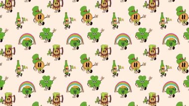 Aziz Patrick Günü maskotları olarak dizayn edilen Retro çizgi film karakterleri.