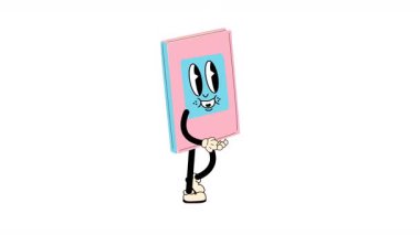Playful Retro Book Karakteri. 70 'lerden İlham Alınan Döngü Canlandırması