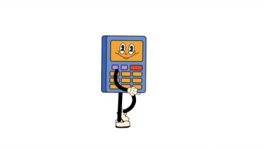 Mükemmel Retro Çizgi Film Hesaplayıcı Karakteri, kusursuz bir döngü animasyonu içinde yürüyor. Tasarım ve kaplamalarda kolay kullanım için şeffaf arkaplan