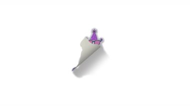 Güneş gözlüğü ve doğum günü şapkası takan havalı bir çizgi film hipopotamı. Alfa Kanalı Şeffaflığı