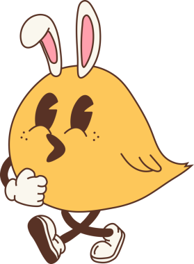 Paskalya tavşanı kulaklı, neşeli, antika bir piliç.