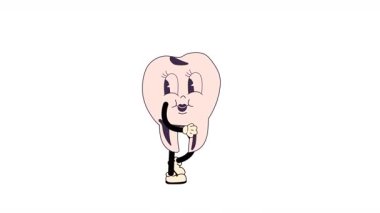 Kusursuz bir döngü animasyonu içinde yürüyen, 70 'lerden esinlenilmiş, şeffaf arkaplanlı harika bir çizgi film Tooth..