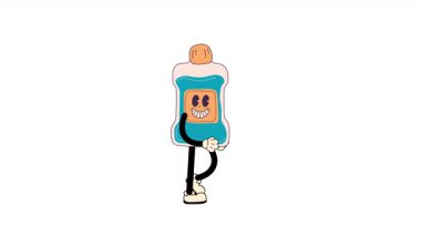 Mükemmel bir retro çizgi film Ağız Temizleme kusursuz bir döngü içinde yürüyor, 70 'lerden esinlenilmiş şeffaf bir arka plan.