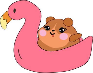 Havuzda şişme flamingoda yüzen sevimli bir hamster, eğlenceli ve rahatlatıcı bir yaz gününün tadını çıkarıyor.