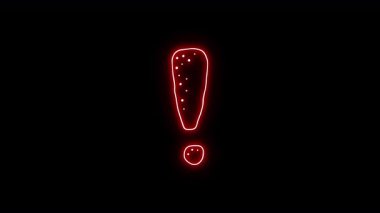 Neon Işık Ünlem işareti. Alfa Kanalında yüzüyor
