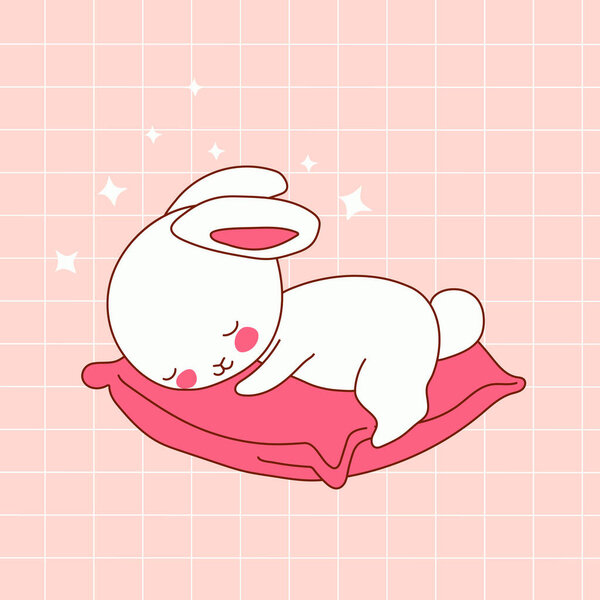 Sweet Dreaming Bunny Character Resting on Pudlow