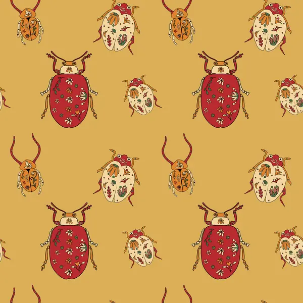 Parlak Alebrije böcek heykelleriyle kusursuz desenler. Geleneksel Meksika halk sanatları tarzında el yapımı heykeller.