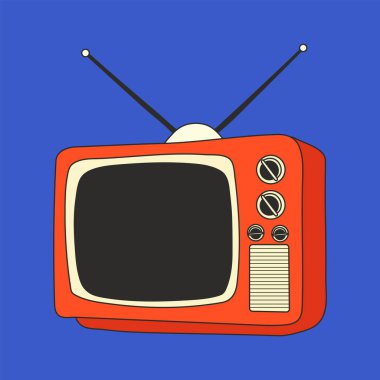 Antenli renkli Retro TV. Popüler Kültür Atılımı