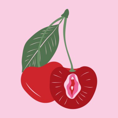 Ana hatları kadın dudağı olan kiraz. Vulva