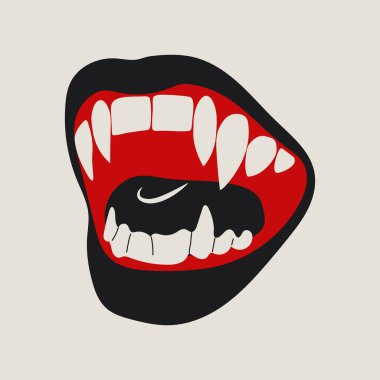 Karikatür Vampir Dudakları. Cadılar Bayramı Gülümsemesi