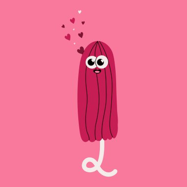 Kadın Hijyen Karakteri. Sevimli Tampon Kalplerle çevrili
