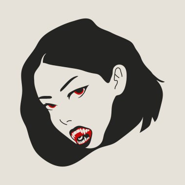 Sivri dişli zarif vampir kadın. Gotik Fantezi Sanatı