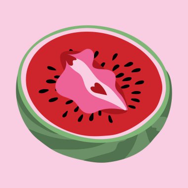 Ana hatları kadın dudağı olan karpuz. Vulva
